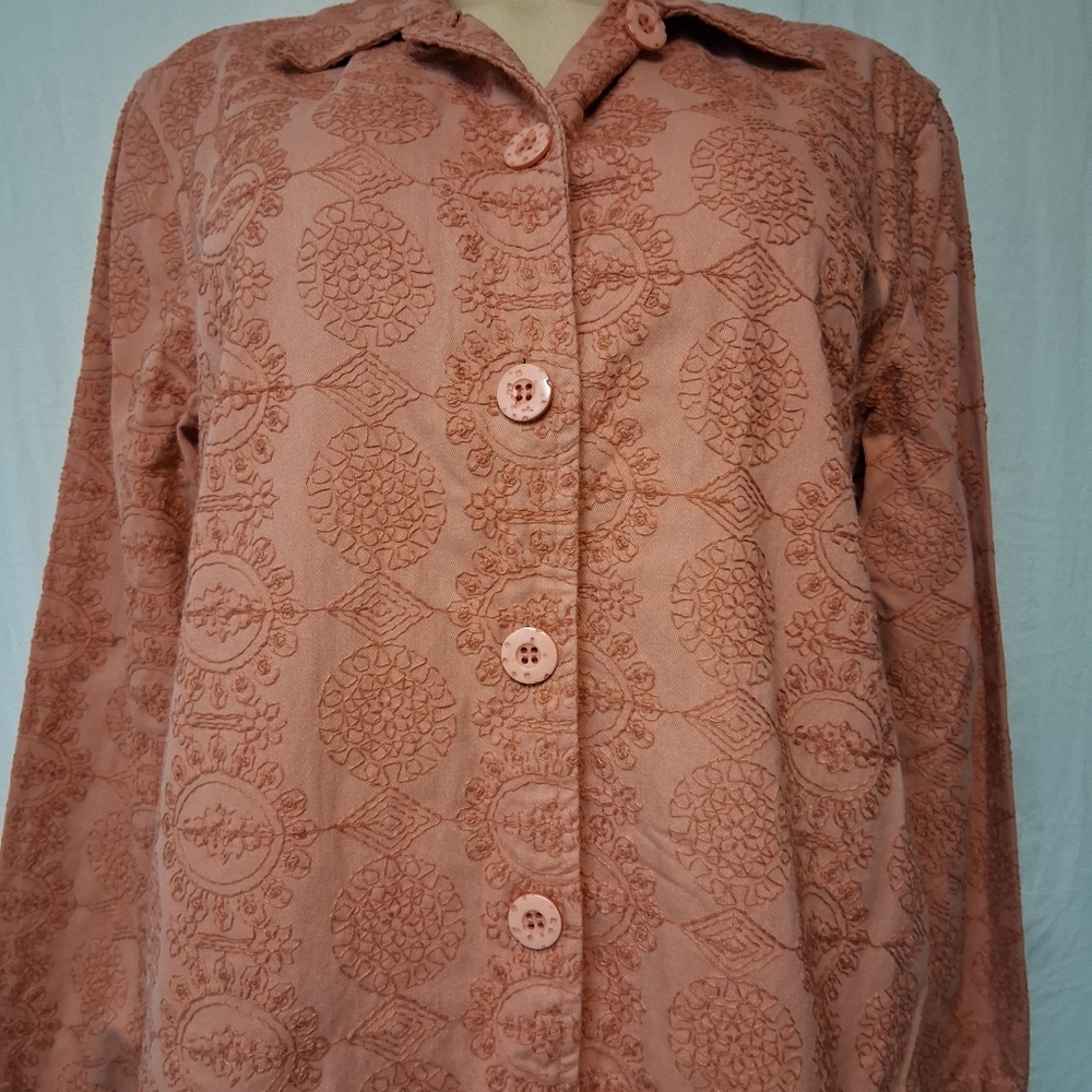 KEREN hart  Vintage Coral Textured Blouse Size M - Picture 13 of 16